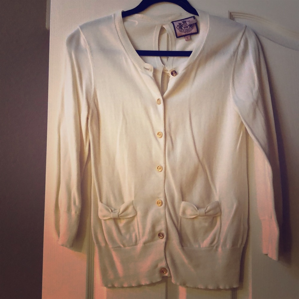 Juicy Couture cream bow back cardigan